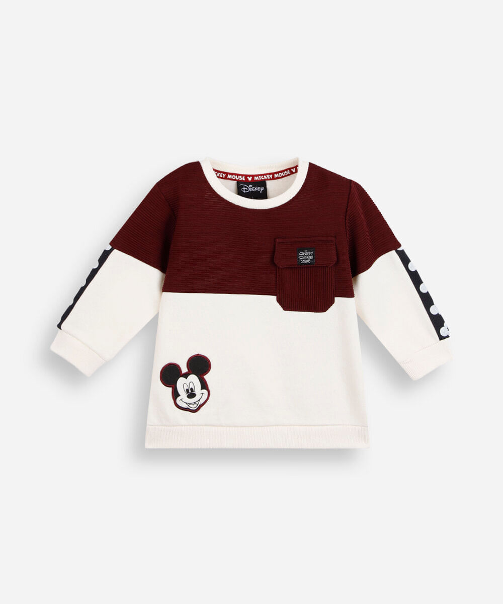 blusão infantil de moletom com recorte mickey colorido