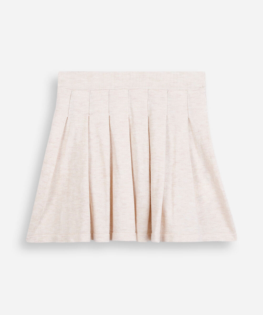 saia infantil em tricot plissada bege