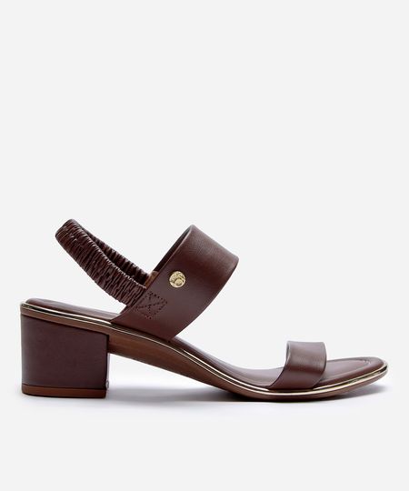 sandália salto grosso beira rio marrom 35