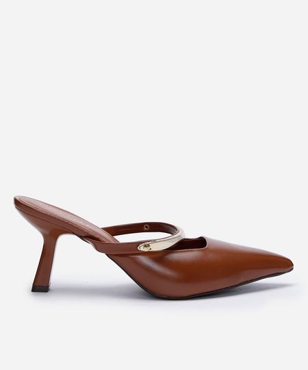 scarpin mule feminino bico fino salto fino marrom 39 scarpin mule feminino bico fino salto fino marrom 39