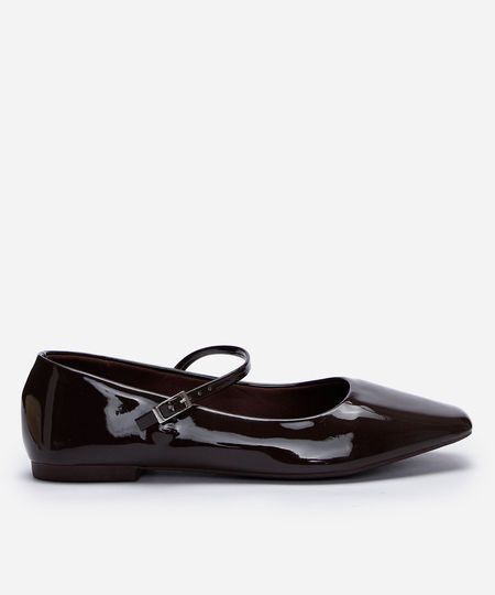 sapatilha boneca com fivela marrom 34