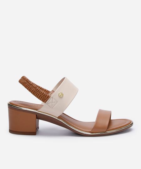 sandália salto grosso beira rio marrom 36