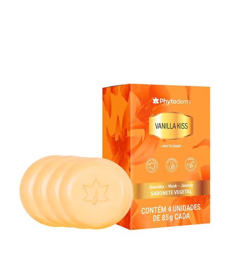 kit feminino phytoderm de 4 sabonetes em barra vanilla kiss phyto soap 85g UNICO