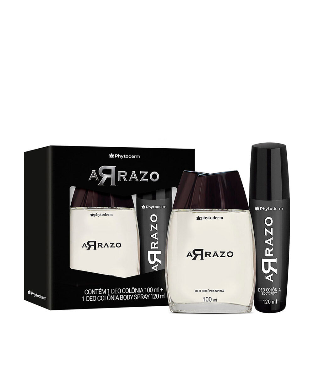 kit masculino phytoderm arrazo deo colônia 100ml e body spray 120ml