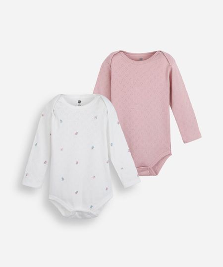 kit de 2 bodies infantil de algodão manga longa colorido 6-9 kit de 2 bodies infantil de algodão manga longa colorido 6-9