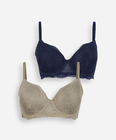 kit de 2 sutiãs meia taça feminino de renda colorido 46