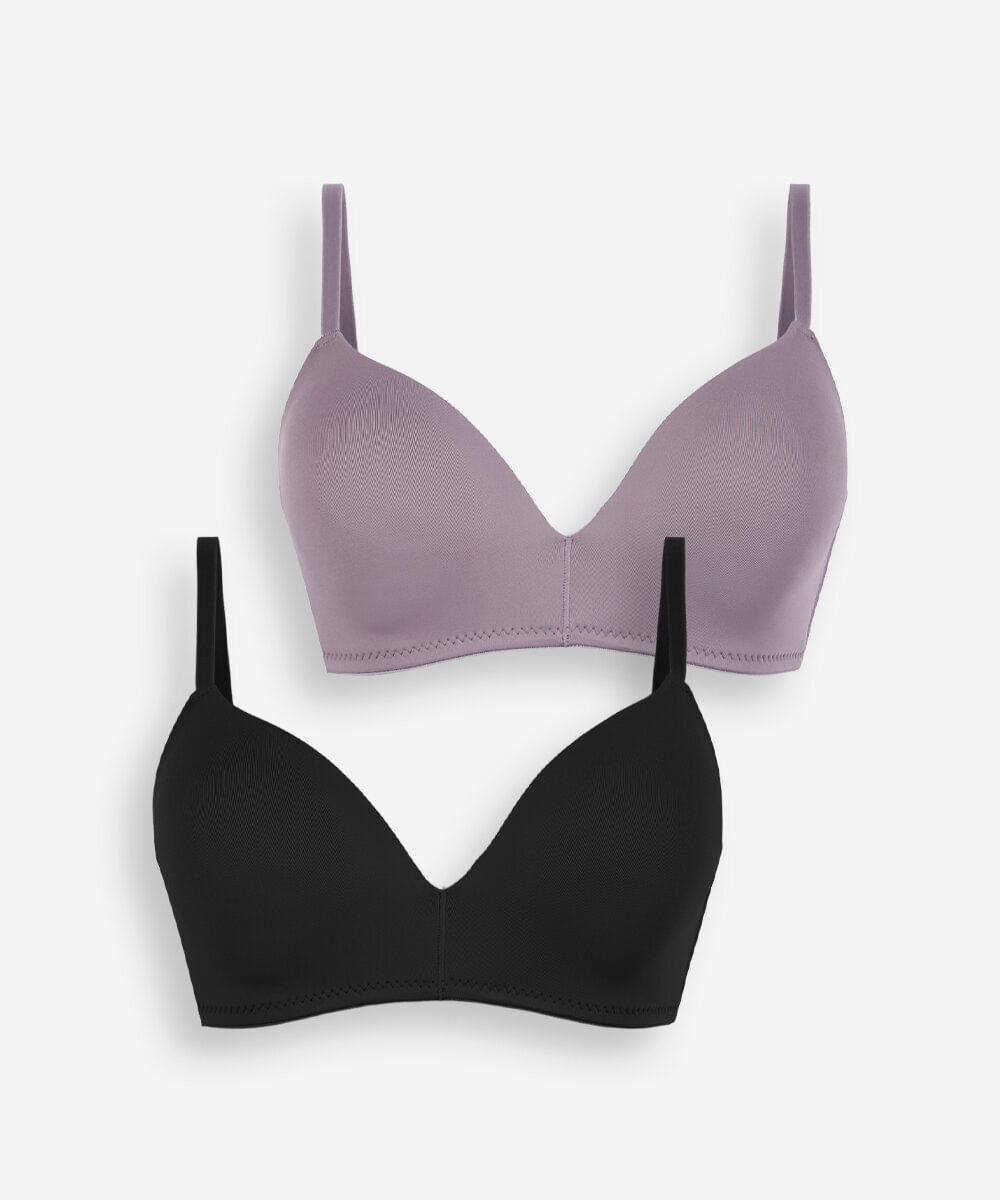 kit de 2 sutiãs triângulo feminino de poliamida colorido