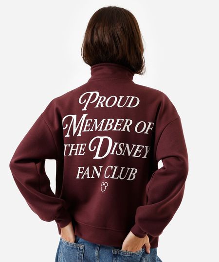 blusão feminino de moletom gola alta disney vinho P