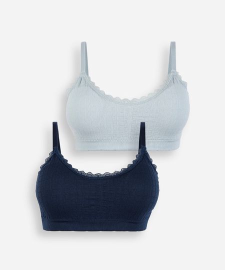 kit de 2 sutiãs sem costura com renda colorido P kit de 2 sutiãs sem costura com renda colorido P
