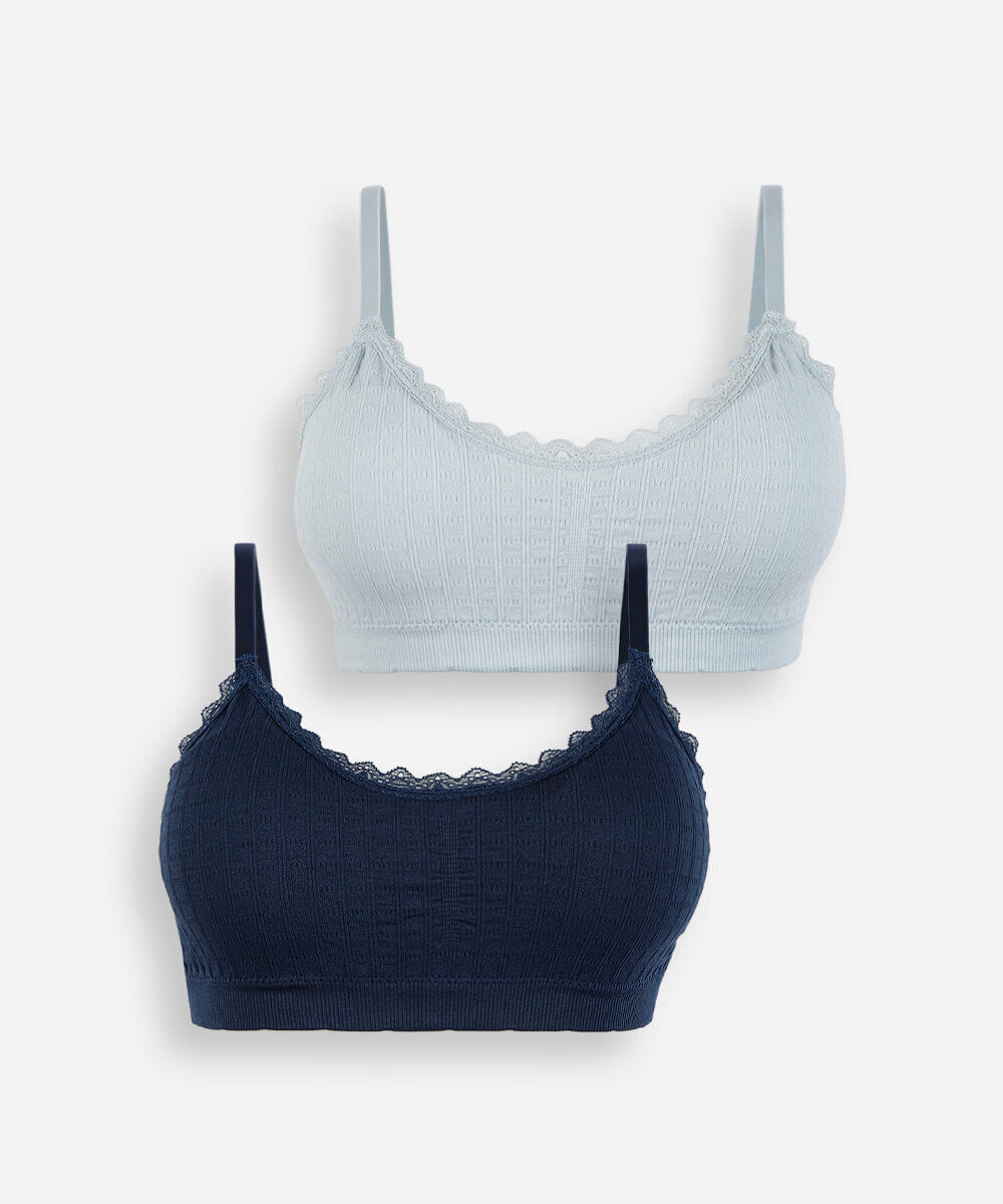 kit de 2 sutiãs top femininos com renda colorido