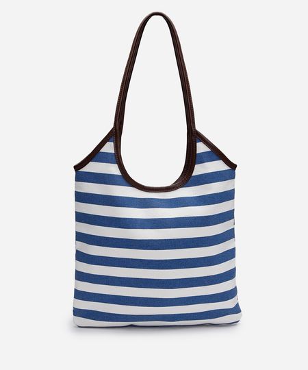bolsa tote canvas listrada azul UNICO