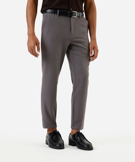 calça slim chino masculina cós elástico cinza 40 calça slim chino masculina cós elástico cinza 40