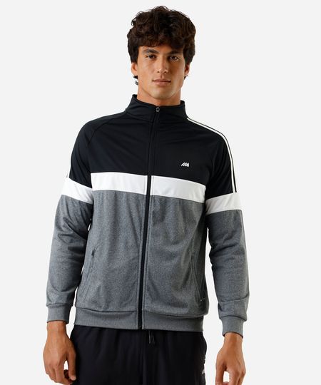 jaqueta com bolsos e recortes esportiva ace cinza G