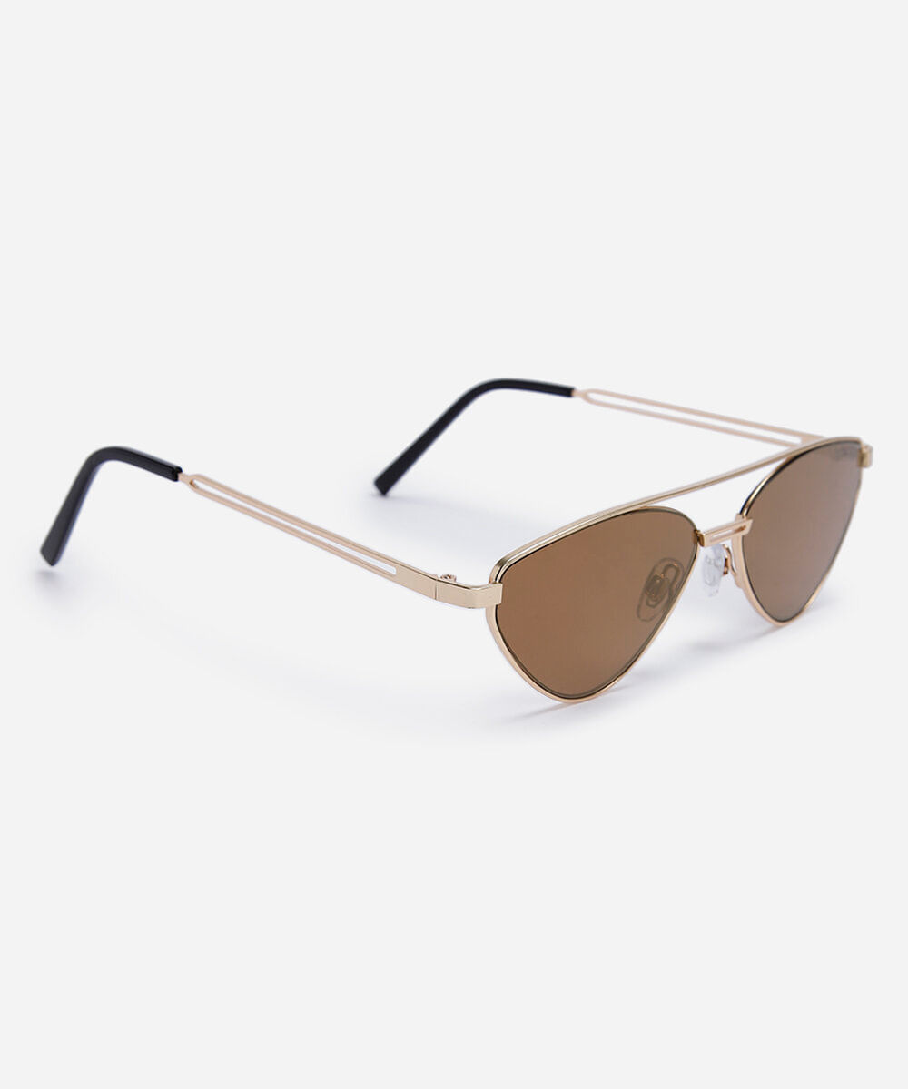 óculos de sol feminino gatinho de metal triton dourado