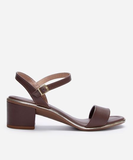 sandália salto grosso beira rio marrom 34