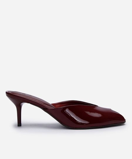 tamanco mule peep toe salto fino vinho 36
