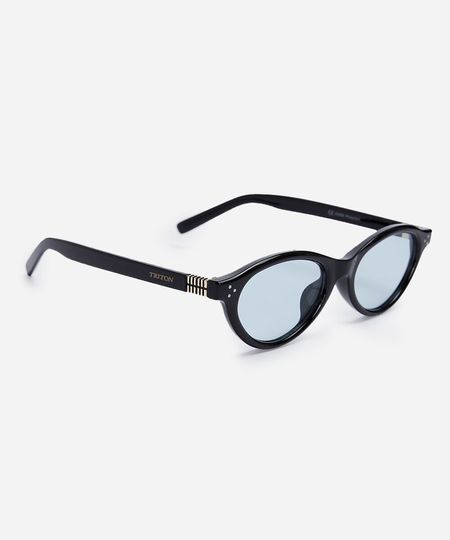 óculos de sol feminino oval de acetato triton preto UNICO