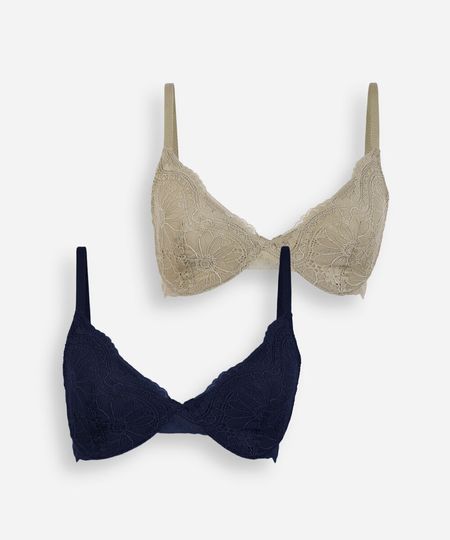 kit de 2 sutiãs meia taça feminino em renda floral colorido 40 kit de 2 sutiãs meia taça feminino em renda floral colorido 40