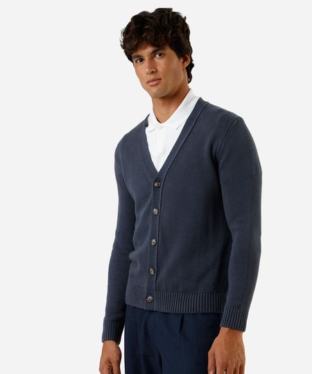 cardigan masculino de tricot azul G cardigan masculino de tricot azul G