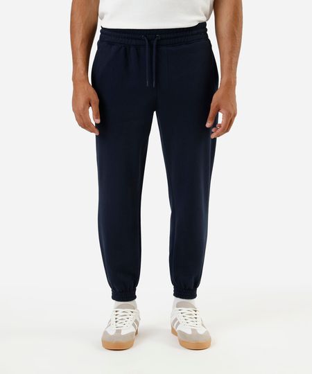 calça jogger masculina de moletom básica azul M calça jogger masculina de moletom básica azul M