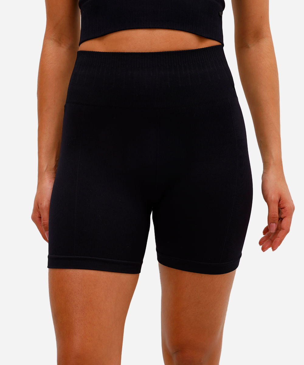bermuda feminina esportiva ace de poliamida sem costura preta