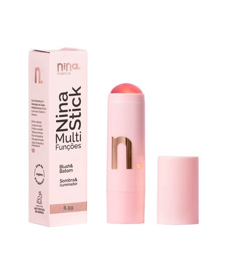 blush stick nina makeup multifunções peach glow UNICO