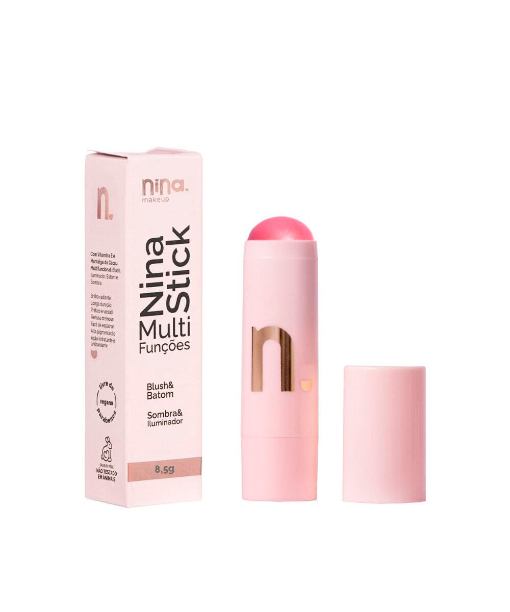 blush stick nina makeup multifunções luminous rose