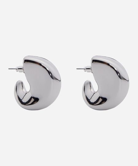 brinco argola orgânica prateado UNICO brinco argola orgânica prateado UNICO