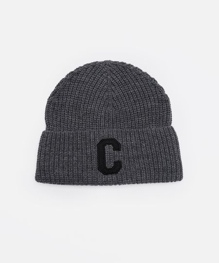 gorro de tricot com bordado cinza UNICO gorro de tricot com bordado cinza UNICO