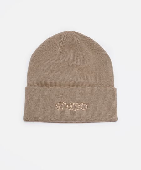 gorro de tricot com bordado bege UNICO gorro de tricot com bordado bege UNICO