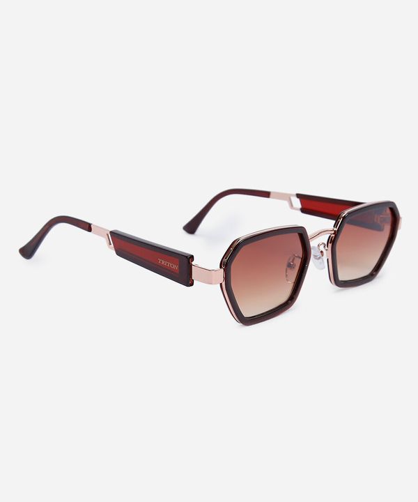 óculos de sol feminino oval de metal triton dourado UNICO