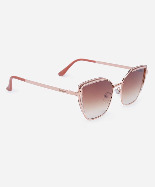 óculos de sol oval triton feminino dourado UNICO