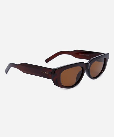 óculos de sol feminino oval de acetato triton marrom UNICO