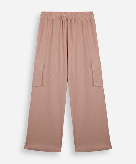 calça juvenil cargo wide leg texturizada bege 14 calça juvenil cargo wide leg texturizada bege 14