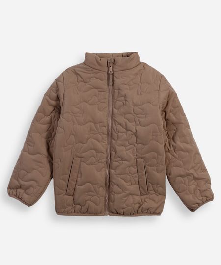 jaqueta puffer infantil gola alta laço marrom 6