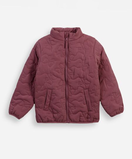 jaqueta puffer infantil gola alta laço vinho 4