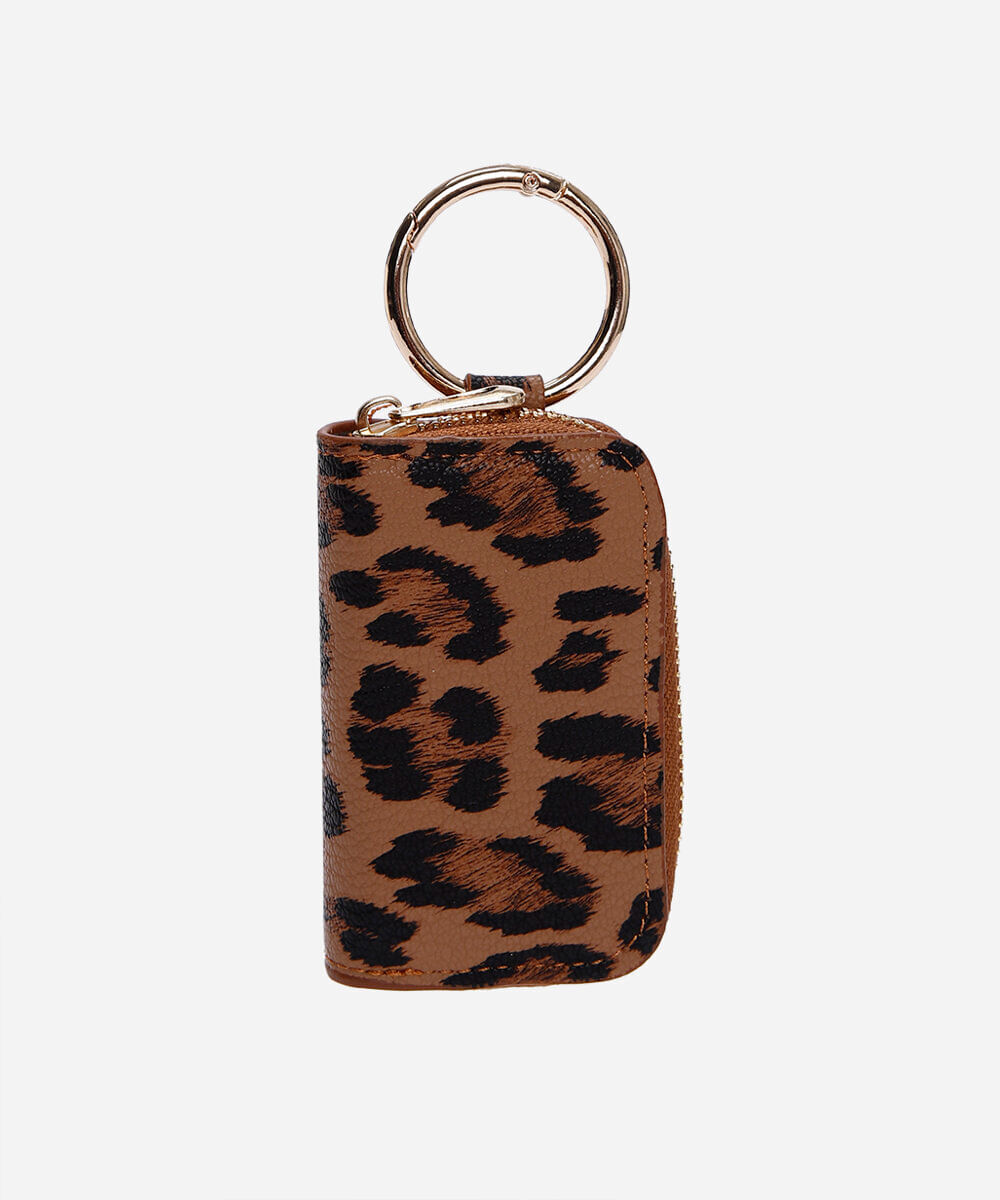 chaveiro bag charm carteira animal print - multicor