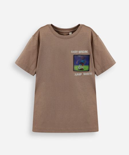 camiseta infantil de algodão capivara bege 12