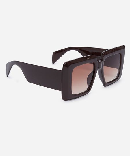 óculos de sol feminino maxi quadrado de acetato marrom UNICO óculos de sol feminino maxi quadrado de acetato marrom UNICO