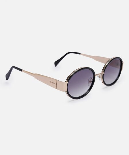 óculos de sol feminino redondo triton dourado UNICO