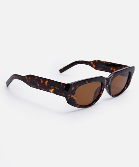 óculos de sol feminino oval de acetato tartaruga triton marrom UNICO