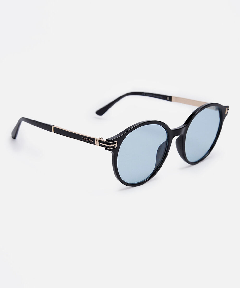 óculos de sol feminino redondo de acetato triton preto