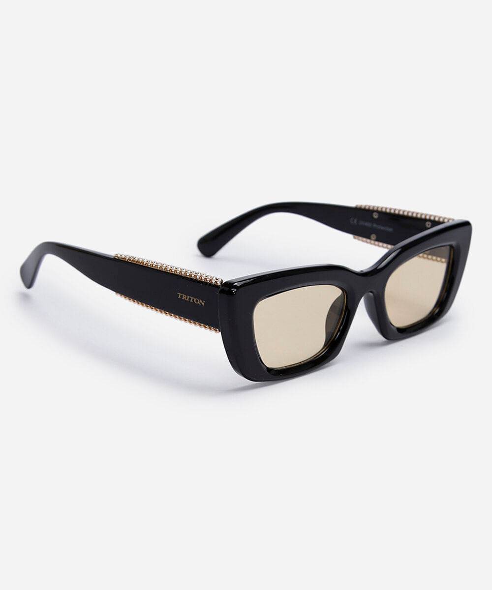 óculos de sol feminino quadrado de acetato triton preto