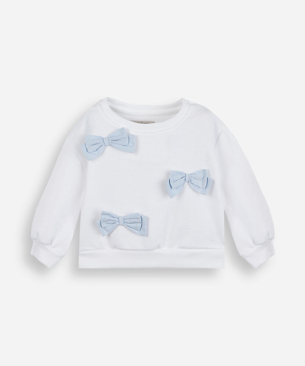blusão infantil de moletom com laços off white