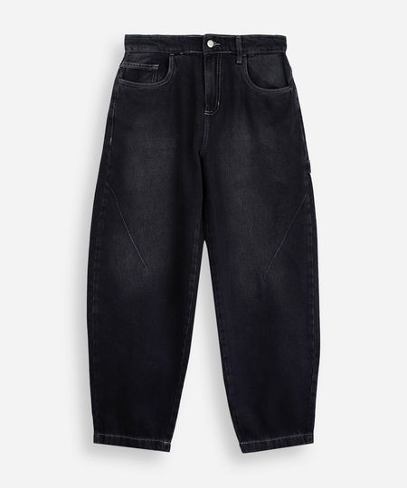 calça balloon juvenil jeans preta 12