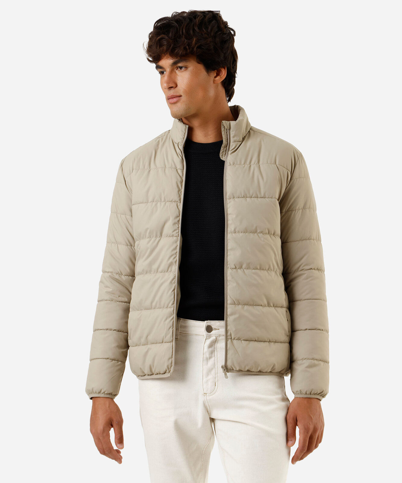jaqueta puffer masculina bege