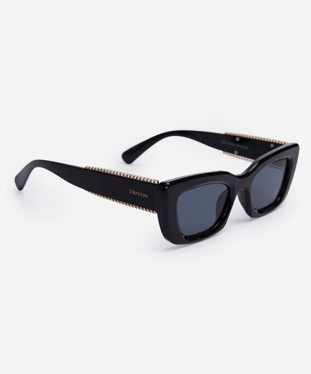 óculos de sol feminino quadrado de acetato triton preto UNICO óculos de sol feminino quadrado de acetato triton preto UNICO