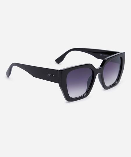 óculos de sol feminino quadrado de acetato triton preto UNICO