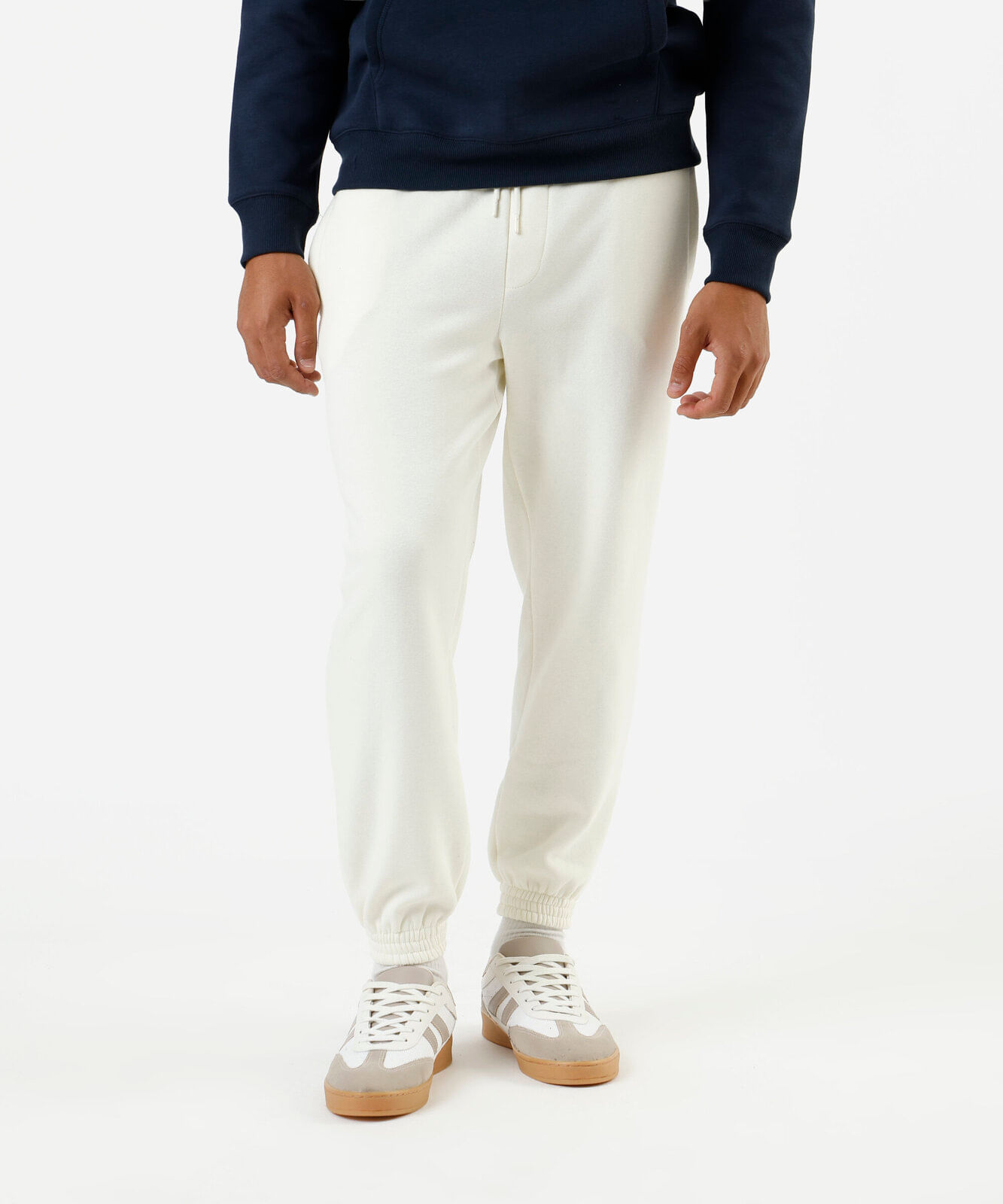 calça jogger masculina de moletom básica off white