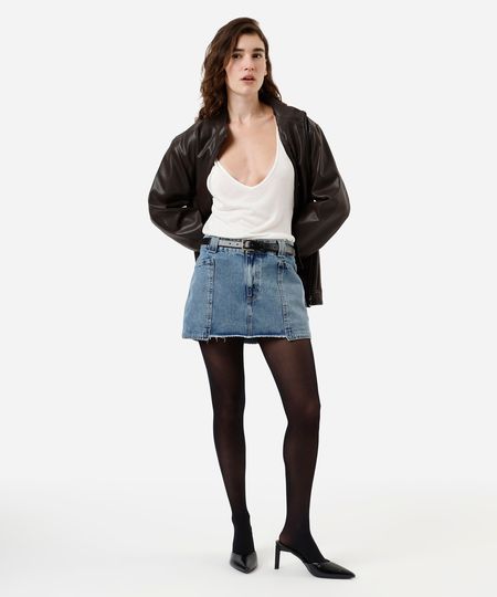 minissaia feminina jeans com barra a fio cintura baixa azul 34 minissaia feminina jeans com barra a fio cintura baixa azul 34